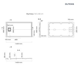 Bergytan Oltens Bergytan brodzik prostokątny 140x80 cm RockSurface kaszmir 15106900