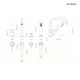 Molle Oltens Molle bateria wannowo-prysznicowa kompletna 4-otworowa nawannowa miedź szczotkowana 34200610