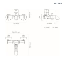 Molle Oltens Molle bateria wannowo-prysznicowa ścienna nikiel 34000910