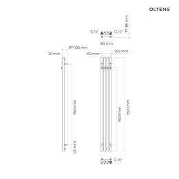 Stang Oltens Stang grzejnik łazienkowy 180x20,5 cm miedź szczotkowana 55012610