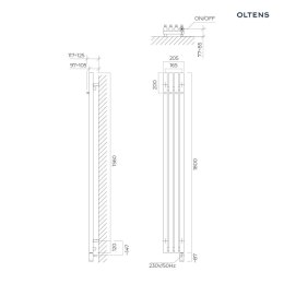 Stang Oltens Stang (e) grzejnik elektryczny 180x20,5 cm miedź szczotkowana 55112610