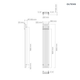 Stang Oltens Stang grzejnik łazienkowy 180x26 cm miedź szczotkowana 55017610