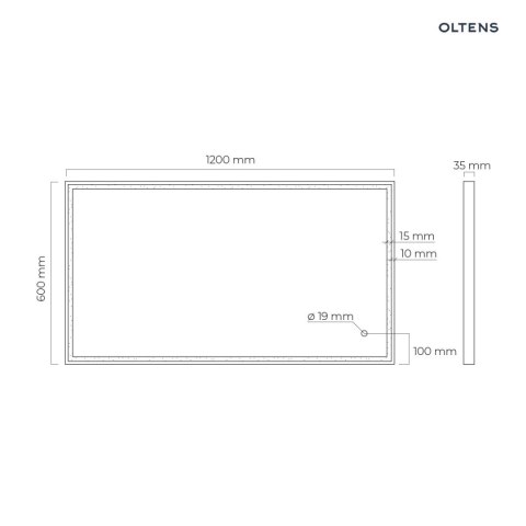 Nordlis Oltens Nordlis lustro 60x120 cm prostokątne z oświetleniem z przodu z matą grzewczą złoty 64107800