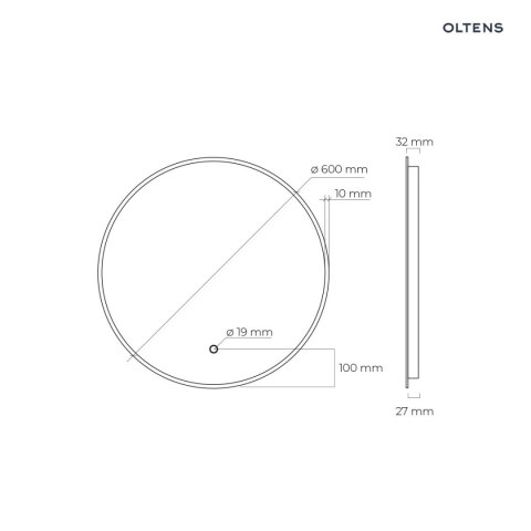 Nordlis Oltens Nordlis lustro 60x60 cm okrągłe z oświetleniem od tyłu z matą grzewczą złoty 64108800