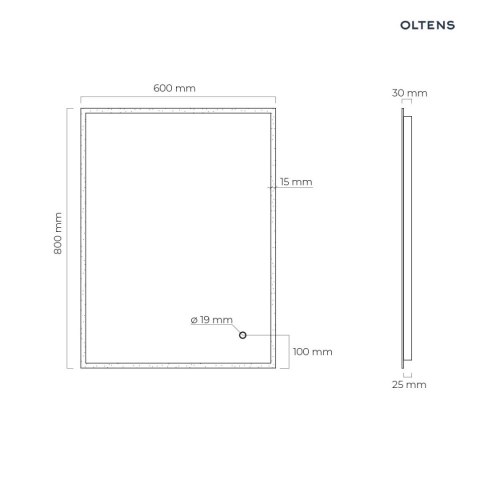 Nordlis Oltens Nordlis lustro 60x80 cm prostokątne z oświetleniem z przodu z matą grzewczą 64105000