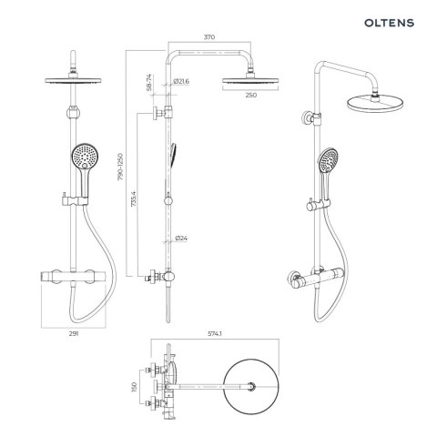 Vatten Oltens Vatten zestaw prysznicowy z baterią termostatyczną nikiel 36505910 Vatten Oltens Vatten zestaw prysznicowy z baterią termostatyczną nikiel 36505910