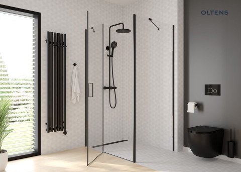 Verdal Oltens Verdal kabina prysznicowa 80x100 cm prostokątna drzwi ze ścianką czarny mat/szkło przezroczyste 20206300