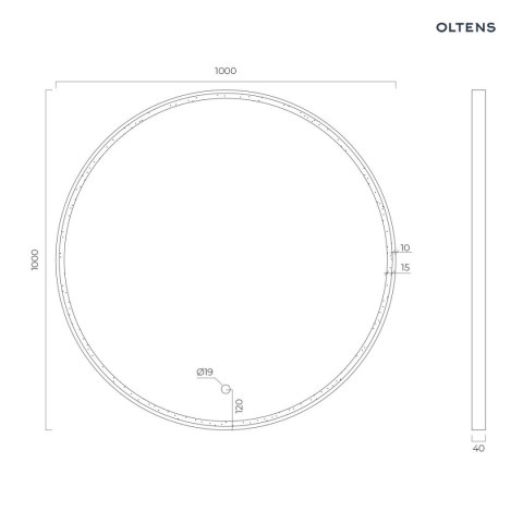 Nordlis Oltens Nordlis lustro 100 cm okrągłe z oświetleniem z oświetleniem z przodu z matą grzewczą miedź szczotkowana 64102610