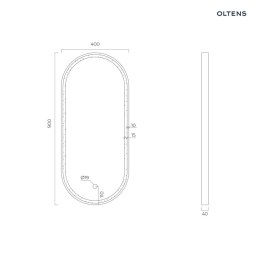Nordlis Oltens Nordlis lustro 40x90 cm owalne z oświetleniem z przodu z matą grzewczą miedź szczotkowana 64103610