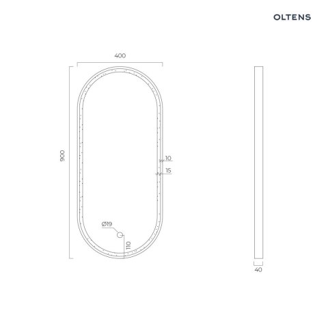 Nordlis Oltens Nordlis lustro 40x90 cm owalne z oświetleniem z przodu z matą grzewczą miedź szczotkowana 64103610