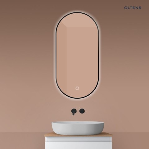 Nordlis Oltens Nordlis lustro 50x100 cm owalne z oświetleniem od tyłu z matą grzewczą czarny 64129300