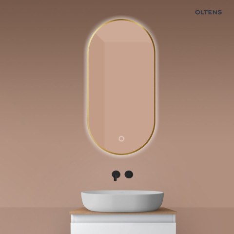 Nordlis Oltens Nordlis lustro 50x100 cm owalne z oświetleniem od tyłu z matą grzewczą złoto szczotkowane 64129810