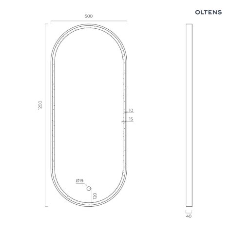 Nordlis Oltens Nordlis lustro 50x120 cm owalne z oświetleniem z przodu z matą grzewczą miedź szczotkowana 64104610