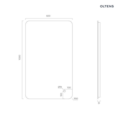 Nordlis Oltens Nordlis lustro 60x100 cm prostokątne z oświetleniem od tyłu z matą grzewczą 64120000