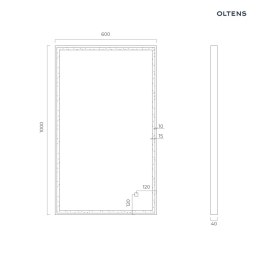 Nordlis Oltens Nordlis lustro 60x100 cm prostokątne z oświetleniem z przodu z matą grzewczą miedź szczotkowana 64106610