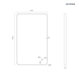 Nordlis Oltens Nordlis lustro 60x100 cm prostokątne z oświetleniem z przodu z matą grzewczą złoto szczotkowane 64117810