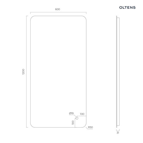 Nordlis Oltens Nordlis lustro 60x120 cm prostokątne z oświetleniem od tyłu z matą grzewczą 64121000