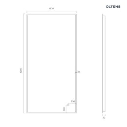Nordlis Oltens Nordlis lustro 60x120 cm prostokątne z oświetleniem od tyłu z matą grzewczą miedź szczotkowana 64112610