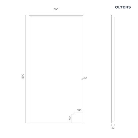Nordlis Oltens Nordlis lustro 60x120 cm prostokątne z oświetleniem od tyłu z matą grzewczą miedź szczotkowana 64112610