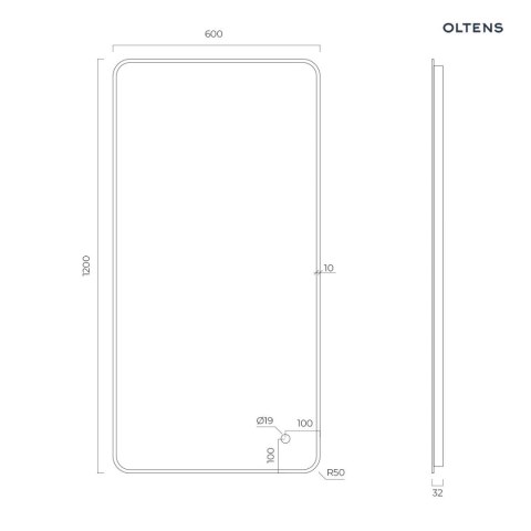 Nordlis Oltens Nordlis lustro 60x120 cm prostokątne z oświetleniem od tyłu z matą grzewczą miedź szczotkowana 64121610