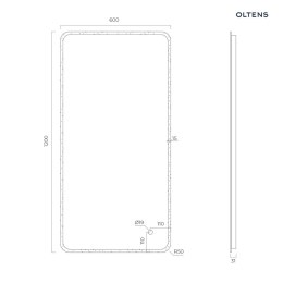 Nordlis Oltens Nordlis lustro 60x120 cm prostokątne z oświetleniem z przodu z matą grzewczą 64118000