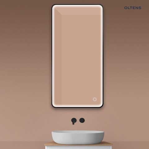 Nordlis Oltens Nordlis lustro 60x120 cm prostokątne z oświetleniem z przodu z matą grzewczą czarny 64118300