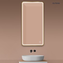 Nordlis Oltens Nordlis lustro 60x120 cm prostokątne z oświetleniem z przodu z matą grzewczą złoto szczotkowane 64118810