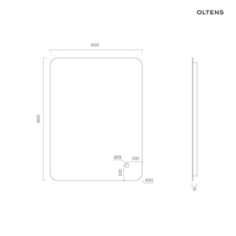 Nordlis Oltens Nordlis lustro 60x80 cm prostokątne z oświetleniem od tyłu z matą grzewczą 64119000