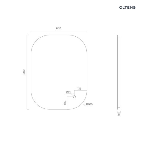 Nordlis Oltens Nordlis lustro 60x80 cm prostokątne z oświetleniem od tyłu z matą grzewczą 64126000