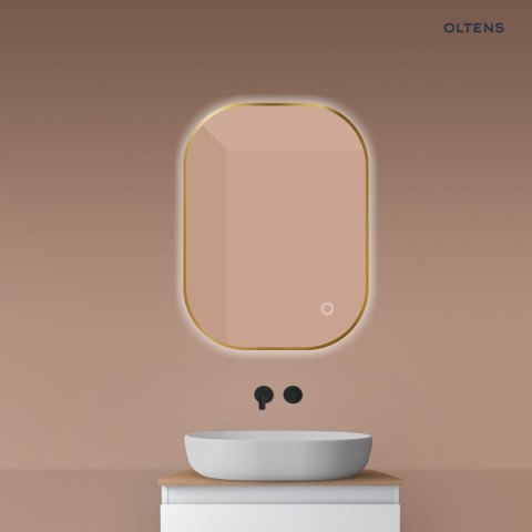 Nordlis Oltens Nordlis lustro 60x80 cm prostokątne z oświetleniem od tyłu z matą grzewczą złoto szczotkowane 64126810