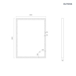 Nordlis Oltens Nordlis lustro 60x80 cm prostokątne z oświetleniem z przodu z matą grzewczą miedź szczotkowana 64105610