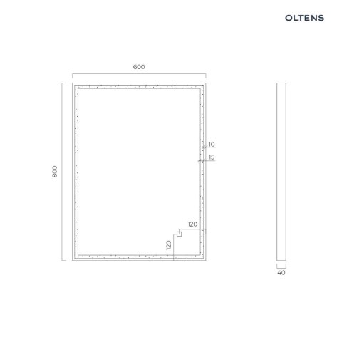 Nordlis Oltens Nordlis lustro 60x80 cm prostokątne z oświetleniem z przodu z matą grzewczą miedź szczotkowana 64105610