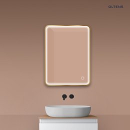 Nordlis Oltens Nordlis lustro 60x80 cm prostokątne z oświetleniem z przodu z matą grzewczą złoto szczotkowane 64116810