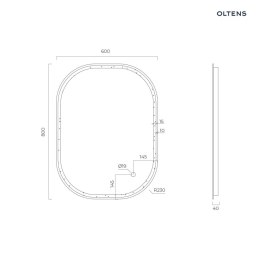 Nordlis Oltens Nordlis lustro 60x80 cm prostokątne z oświetleniem z przodu z matą grzewczą złoto szczotkowane 64123810
