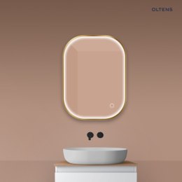 Nordlis Oltens Nordlis lustro 60x80 cm prostokątne z oświetleniem z przodu z matą grzewczą złoto szczotkowane 64123810