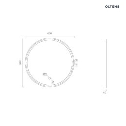 Nordlis Oltens Nordlis lustro 60 cm okrągłe z oświetleniem z przodu z matą grzewczą miedź szczotkowana 64100610