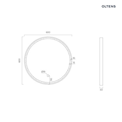 Nordlis Oltens Nordlis lustro 60 cm okrągłe z oświetleniem z przodu z matą grzewczą miedź szczotkowana 64100610