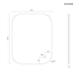 Nordlis Oltens Nordlis lustro 80x100 cm prostokątne z oświetleniem od tyłu z matą grzewczą 64127000
