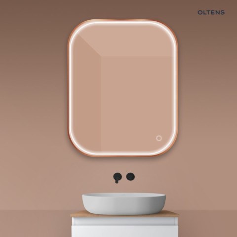 Nordlis Oltens Nordlis lustro 80x100 cm prostokątne z oświetleniem z przodu z matą grzewczą miedź szczotkowana 64124610