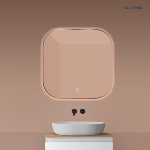 Nordlis Oltens Nordlis lustro 80x80 cm kwadratowe z oświetleniem od tyłu z matą grzewczą miedź szczotkowana 64125610