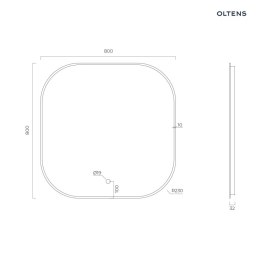 Nordlis Oltens Nordlis lustro 80x80 cm kwadratowe z oświetleniem od tyłu z matą grzewczą złoto szczotkowane 64125810