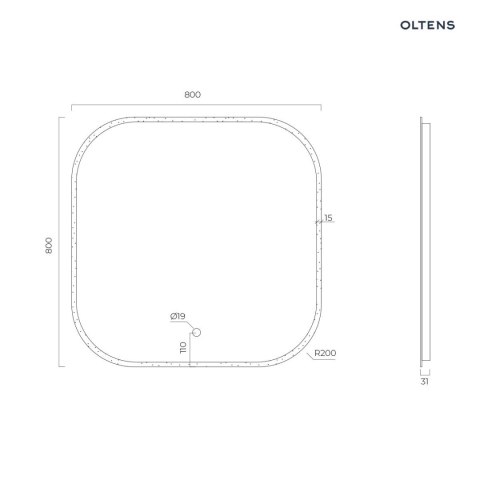 Nordlis Oltens Nordlis lustro 80x80 cm kwadratowe z oświetleniem z przodu z matą grzewczą 64122000