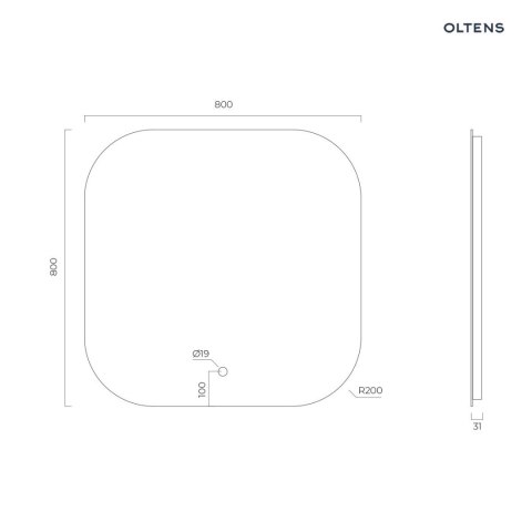 Nordlis Oltens Nordlis lustro 80x80 cm prostokątne z oświetleniem LED i systemem Klarglas 64125000
