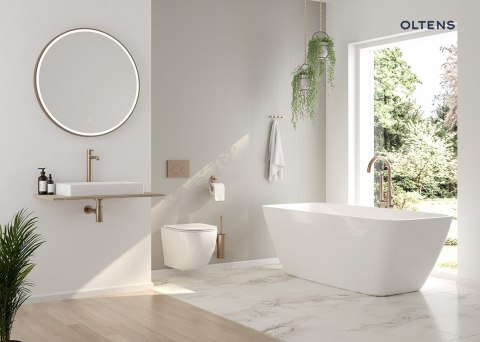 Nordlis Oltens Nordlis lustro 80 cm okrągłe z oświetleniem z przodu z matą grzewczą miedź szczotkowana 64101610