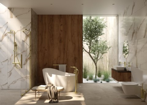 Deante Bateria wannowa wolnostojąca z zestawem prysznicowym