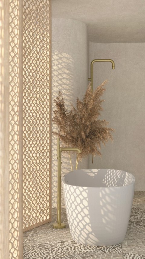 Deante Bateria wannowa wolnostojąca z zestawem prysznicowym