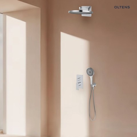 Hadsel Oltens Hadsel zestaw bateria wannowo-prysznicowa podtynkowa z deszczownicą Vann i słuchawką 3 funkcyjną Havis EasyClick chrom 36