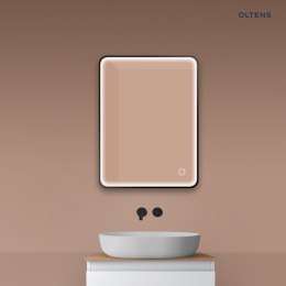 Nordlis Oltens Nordlis lustro 60x80 cm prostokątne z oświetleniem z przodu z matą grzewczą czarny 64116300