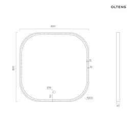 Nordlis Oltens Nordlis lustro 80x80 cm kwadratowe z oświetleniem z przodu z matą grzewczą czarny 64122300