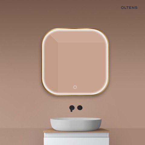 Nordlis Oltens Nordlis lustro 80x80 cm kwadratowe z oświetleniem z przodu z matą grzewczą złoto szczotkowane 64122810